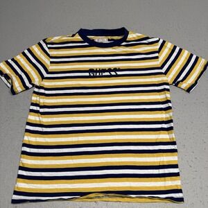 Guess Originals Striped Shirt Mens SmallYellow Blue Striped Retro Embroidered
